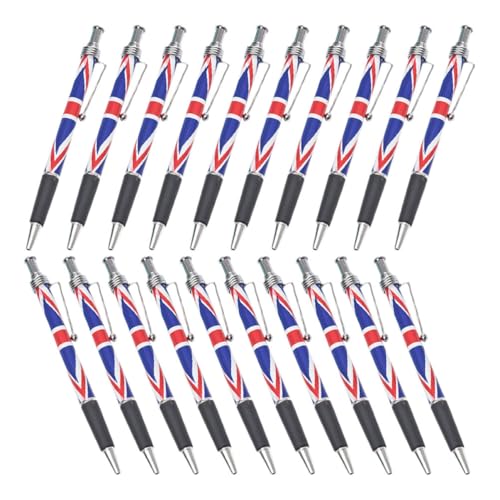 SHINEOFI 20 Stück Kugelschreiber mit Britischem Flaggenmuster Bequemer Griff Schwarze Patriotisches Schreibzubehör für Büro und Schule von SHINEOFI