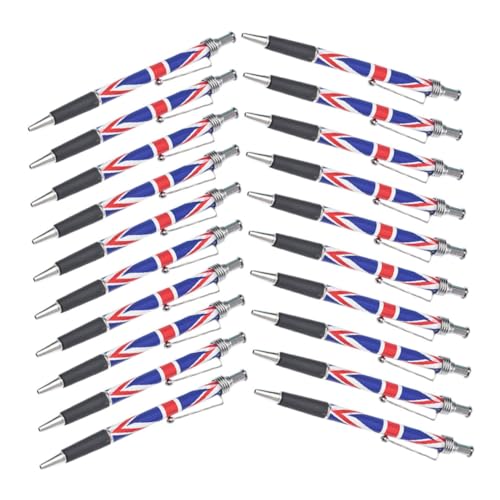 SHINEOFI 20 Stück Kugelschreiber mit Britischer Flagge Komfortabler Griff Glattes Schwarzes Schreibflüssigkeit Leichter Handlicher Stift für Büro Schule und Unterschriften Patriotisches von SHINEOFI