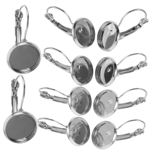 SHINEOFI 20 Stück Ohrhaken Bezel Trays DIY Schmuckzubehör für Ohrringe Silber Rohlinge für Kreative Bastelprojekte von SHINEOFI