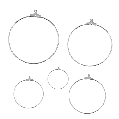 SHINEOFI 20 Stück Ohrringe Zubehör Reiz Ergebnisse Verschlüsse Silber Draht Kreisring-Anhänger Schmuckanhänger DIY Ohrentropfen Silver von SHINEOFI