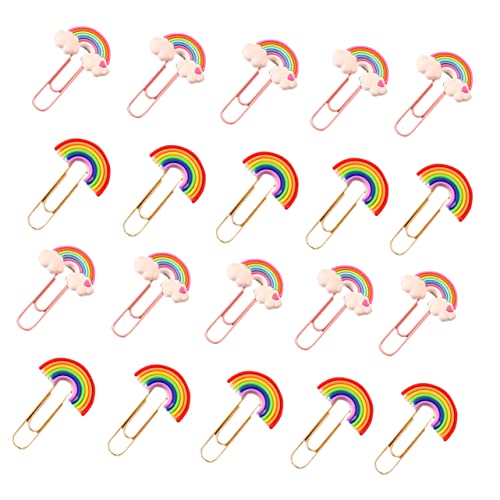 SHINEOFI 20 Stück Regenbogen-büroklammer Büroklammern Gefärbt Mehrfarbig Neuartige Büroklammern Kreativ Geformte Büroklammern Papierklammern Papierclips Büroklammern Klein Schreibtisch Pvc von SHINEOFI