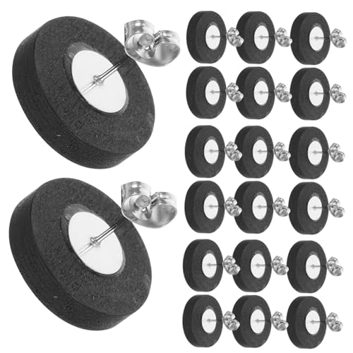 SHINEOFI 20 Stück Schwarze Runde Holz Ohrhänger mit Diy Schmuck Zubehör mit Ohrstöpseln für Kreative Designs und Persönlichen Stil von SHINEOFI