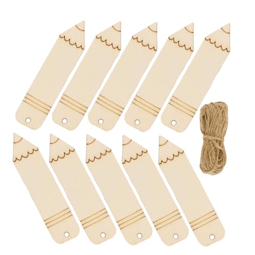 SHINEOFI 20 Stück Teiliges DIY Holz Lesezeichen Bleistiftförmige Unbehandelte Blanko Holzanhänger mit Juteband zum Bemalen und Beschriften Vielseitig für Bastelarbeiten Buchmarkierungen von SHINEOFI