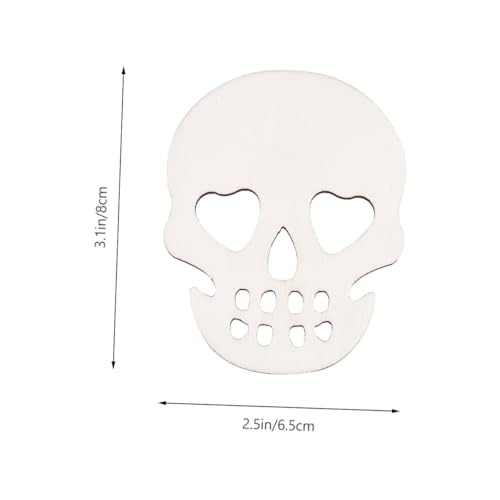 SHINEOFI 20 Stück Teiliges Halloween Holzanhänger Schädel Form mit Juteband Robuste DIY Holzscheiben für Partydeko Bastelverzierung für Halloween Fest Beige Holzdeko zum Aufhängen von SHINEOFI