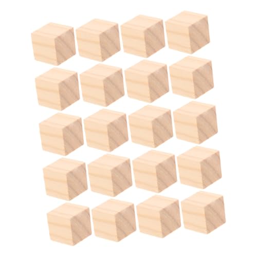 SHINEOFI 20 Stück Teiliges Holzbausteine Naturbelassen Quadratisch Ungefertigte Holzklötze für DIY Bastelprojekte Lernspielzeug Montessori Stapelwürfel von SHINEOFI