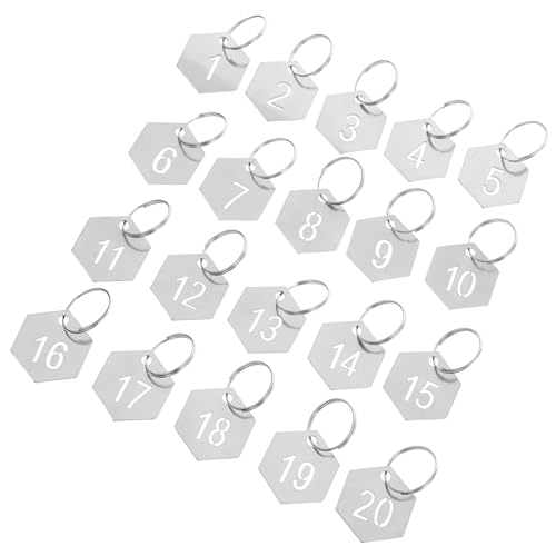 SHINEOFI 20 Stück Teiliges Nummerierte Schlüsselanhänger mit Schlüsselringen Sechseckige Rostfreie Lochnummernschilder für Schließfächer Büro Schule und Teamorganisation SHINEOFI 20 Stück Teiliges Nummerierte Schlüsselanhänger mit Schlüsselringen Sechseckige Rostfreie Lochnummernschilder für Schließfächer Büro Schule und Teamorganisation von SHINEOFI