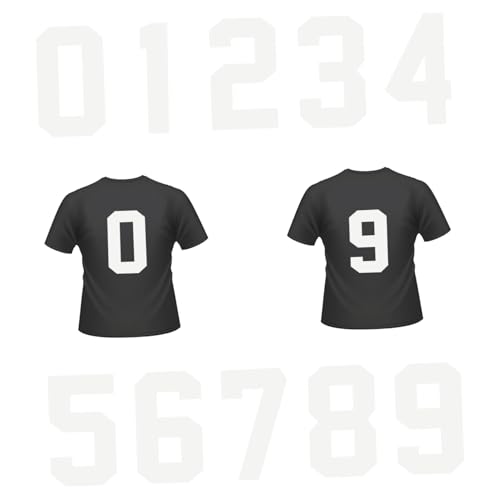 SHINEOFI 20 Stück Weiße Zahlen zum Aufbügeln Hitzebeständige Transferfolie für DIY Textilaufkleber Langlebige Patches zum Reparieren und Gestalten von T shirts und Kleidung von SHINEOFI