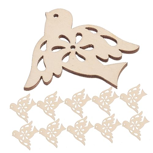 SHINEOFI 20 Stück unvollendete Ornamente Spielzeugvögel unvollendete Vogelscheiben künstlich weihnachtsbaumdeko tannenbaum dekoration Holzscheiben Anhänger Friedenstaube aus Holz hölzern von SHINEOFI
