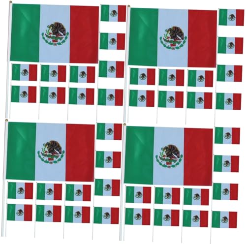 SHINEOFI 200 Stk Flagge Mexikaner Kuchendekoration tortendeko einschulung Ornament Stockfahnen mexikanische Verzierung Handheld Dekorationen kleine Fahne Banner 28c Plastik von SHINEOFI