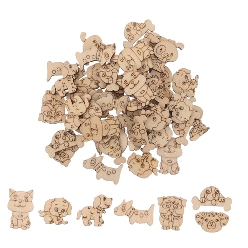 SHINEOFI 200 Stück Holz Tierformen zum Bemalen Unlackierte Holztiere für DIY Basteln Glatte Kanten Natürliche Holzausschnitte Katzen und Hunde Sicher und Langlebig für Heimdekoration von SHINEOFI