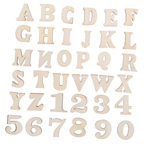 SHINEOFI 200 Stück Holzbriefnummer Holzbriefblöcke Mini-Buchstaben aus Holz Holzzahl Blanks Alphabet Briefe Blanks Bastelbuchstaben aus Holz Holzbuchstaben zum Basteln Holznummer Beige von SHINEOFI