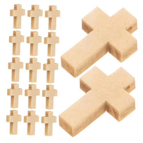 SHINEOFI 200 Stück Kleine Holz Kreuz Anhänger Vintage Unbehandelte Holzperlen für Diy Schmuck Ostern Weihnachten und Dekoration Robust und Symbolisch von SHINEOFI