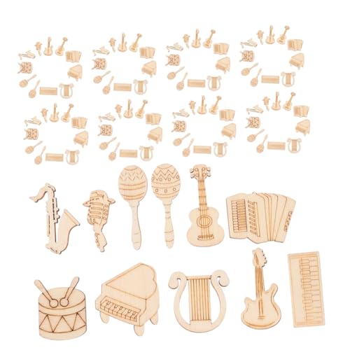 SHINEOFI 200 Stück Musikinstrument Holzausschnitte Mini Gitarre Klaviertrommel Holzverzierungen Unvollendete Blankoscheiben Stücke Für DIY Basteln Home Hochzeitsdekor von SHINEOFI
