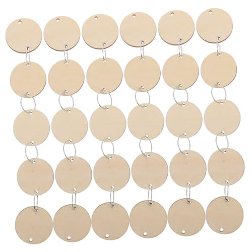 SHINEOFI 200 Stück Runde Holzanhänger mit Löchern und Stabilen Eisenringen Naturbelassene DIY Holzscheiben für Kalender Geburtstags und Hochzeitsdeko Vielseitig für Bastelprojekte und von SHINEOFI