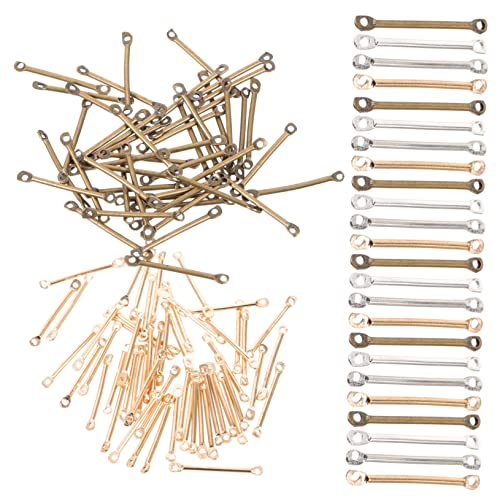 SHINEOFI 200 Stück Runde Pleuelstange Mit Zwei Löchern Schmuck Draht Runden Verbindungsstücke Für Die Schmuckherstellung Schmuckzubehör Silber Schmuckverbinder Und -glieder Metall von SHINEOFI
