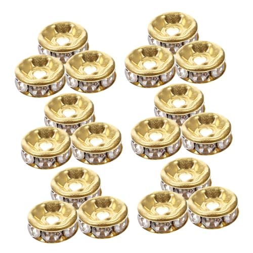 SHINEOFI 200 Stück Strass Abstandshalter Perlen mit Breitem Langlebige Leichte DIY Schmuckperlen für Armbänder Halsketten Ohrringe und Stiftdekorationen Einfache Fädelung Goldfarben SHINEOFI 200 Stück Strass Abstandshalter Perlen mit Breitem Langlebige Leichte DIY Schmuckperlen für Armbänder Halsketten Ohrringe und Stiftdekorationen Einfache Fädelung Goldfarben von SHINEOFI