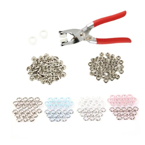 SHINEOFI 200 Stück Teiliges Set Bunter Metall Snap Fastener mit Prong Buckles und Leichtem Handpresszangen Tool Langlebig zum Reparieren und Befestigen von Kleidung Jeans Taschen und SHINEOFI 200 Stück Teiliges Set Bunter Metall Snap Fastener mit Prong Buckles und Leichtem Handpresszangen Tool Langlebig zum Reparieren und Befestigen von Kleidung Jeans Taschen und von SHINEOFI
