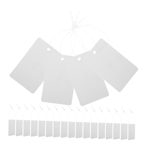 SHINEOFI 200 Stück Weiße Kunststoffetiketten Preisetiketten mit Schnur Wasserfeste Merchandise Tags für Einzelhandel Lagerung DIY Beschriftung und Dekoration von SHINEOFI