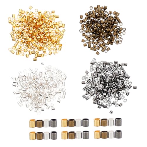 SHINEOFI 2000 Stück 2 Mm Quetschperlen Kupferrohr Quetschperlen Zur Schmuckherstellung – DIY Bastelzubehör Für Halsketten Armbänder Und Ohrringe von SHINEOFI