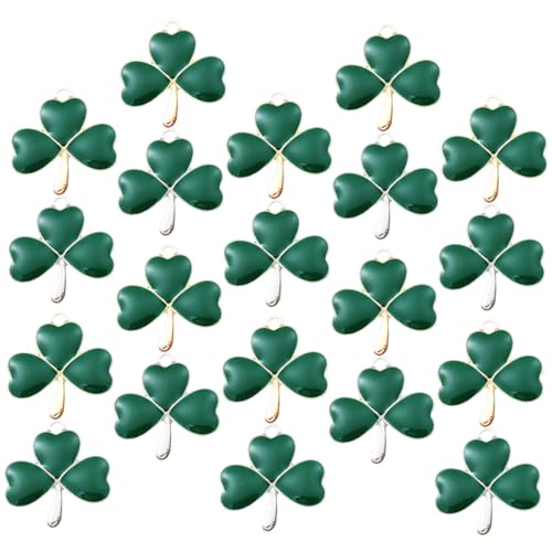 SHINEOFI 20st Irischer Tag-anhänger Schlüsselanhänger-ornament Trendige Handtaschen Grüne Ohrringe Modeschmuck-anhänger Für Partys Vier Blattanhänger Reize Geschenk Empfindlich von SHINEOFI
