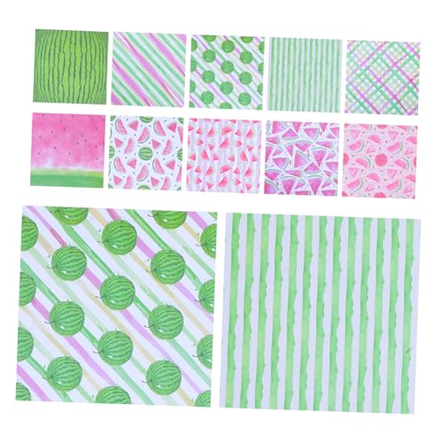 SHINEOFI 24 Blatt Wassermelonen Handbuch Hintergrundpapier Vintage Scrapbook Zubehör Kartenpapier Zur Kartenherstellung Journal Erstellungsset Scrapbook Briefpapier Doppel Offset von SHINEOFI
