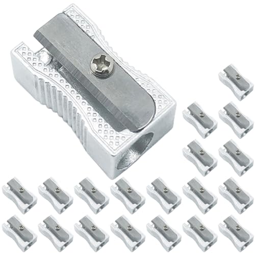 SHINEOFI 24 Stück Bleistiftspitzer Student Aluminium für Kind Schule schreibkladde bleistift anspitzer schulzubehör Schulschärfer baubleistifte pen Masse Buntstiftspitzer Silver von SHINEOFI