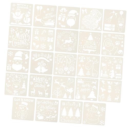 SHINEOFI 24 Stück Malvorlage Schablonen Zum Malen Wandschablonen Zum Bemalen Weihnachtszeichnungsvorlage Weihnachtsmalerei Vorlagen Frohe Weihnachten-schablone Beige Das Haustier von SHINEOFI