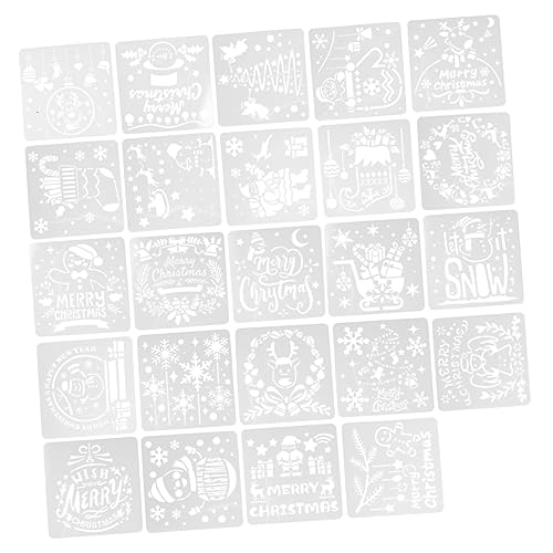 SHINEOFI 24 Stück Malvorlage Weihnachtsvorlagen Malschablonen Weihnachtsmalerei Zeichnungsschablone Zeichnungsvorlage Zeichenvorlagen Für Weihnachtsmalerei Vorlage Plastik von SHINEOFI