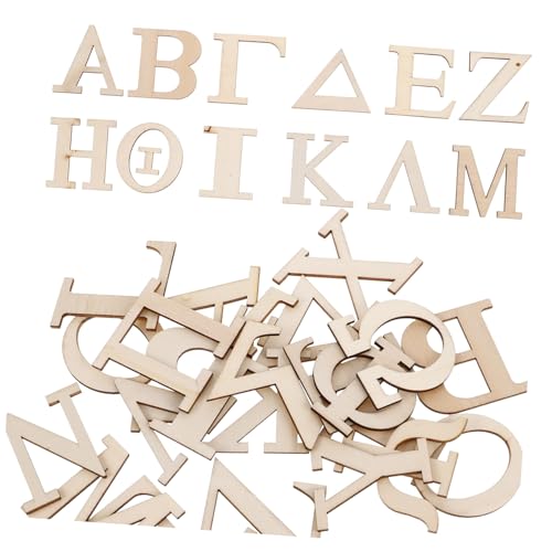 SHINEOFI 24 Stück Teiliges Holzbuchstaben Naturbelassen Flach DIY buchstaben für Ungefertigte Holzstücke für Bastelprojekte Malerei Lernen und Wanddekoration von SHINEOFI