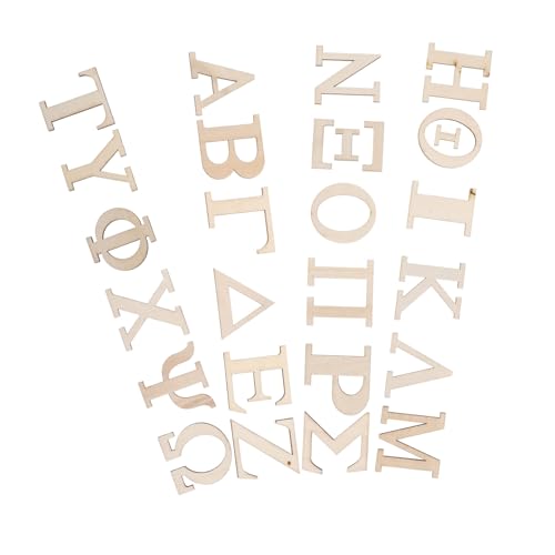 SHINEOFI 24 Stück Teiliges Unbemalte Holzbuchstaben Naturfarben Griechisches Alphabet für Lernspielzeug Bemalbare Holzbuchstaben für DIY Bastelprojekte Wanddeko und Lernen von SHINEOFI