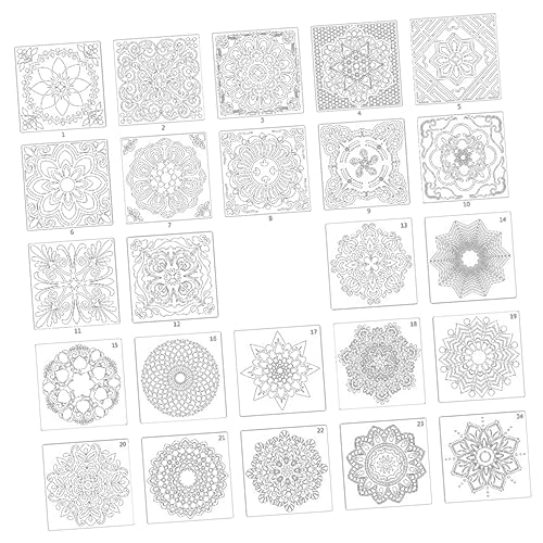 SHINEOFI 24 Stück Zeichenschablone Erwachsene Schablonen für Kreide Bastelschablonen malen Wände mandala schablonen raufaserfarbe Flower Drawing Stencils Malschablonen Mandala-Schablonen von SHINEOFI