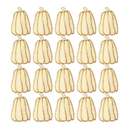 SHINEOFI 25 Stück Halloween-Holzausschnitte Kürbisausschnitte Diy-Kürbisscheiben Aus Holz Mit Seil von SHINEOFI
