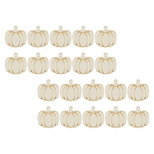 SHINEOFI 25 Stück Halloween-Holzausschnitte Kürbisausschnitte Diy-Kürbisscheiben Aus Holz Mit Seil von SHINEOFI