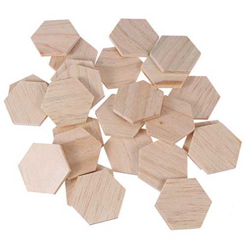 SHINEOFI 25 Stück Holzscheiben Sechseck Blanko zum Beschriften für Diy Dekorationen Hochzeit Party und Bastelprojekte Unbehandelte Holzstücke für Kreative Gestaltung von SHINEOFI