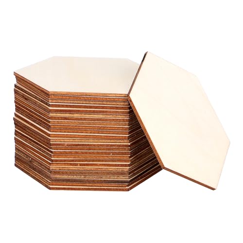SHINEOFI 25 Stück Sechseckige Holzscheiben Namensschilder Umweltfreundlichem Holz DIY Dekoration für Hochzeit Party und Geschenkanhänger Stabile Holzstücke für Kreative Bastelarbeiten von SHINEOFI