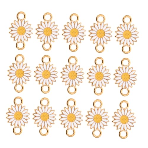 SHINEOFI 25 Stück Teiliges Blumenanhänger aus langlebiger Legierung Doppellochige Verbindungselemente für Schmuckherstellung für Armbänder Ohrringe und DIY Bastelprojekte von SHINEOFI