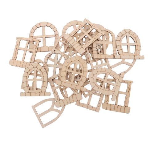 SHINEOFI 25 Stück Teiliges Unvollendetes Holzfenster Tür-set für DIY Miniatur Gartenfeenhaus Dekoration Vielseitiges Zubehör für Garten Balkon und Kreative Bastelprojekte von SHINEOFI