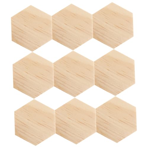 SHINEOFI 25 Stück sechseckige Holzspäne Malen von hölzernen Sechseckformen Sechseckrohlinge aus Holz für Kunst DIY-Sechseck-Holzprojekte unfertige leere Holzscheiben Holz-Tags Khaki von SHINEOFI