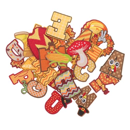 SHINEOFI 26 Stück Stoffaufnäher Mit Buchstabenstickerei Nähen Patch Brief Alphabet Gestickte Aufnäher Buchstabenaufnäher Mit Herbstmotiven Flickenbuchstaben Aufbügeln Polyester von SHINEOFI