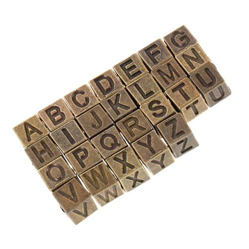 SHINEOFI 26 Stück Teiliges Retro Buchstabenperlen für Diy Schmuckherstellung Quadratische A Z Alphabetperlen mit Großem Loch für Armbänder und von SHINEOFI