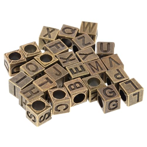 SHINEOFI 26 Stück Teiliges Vintage A Z Alphabet Würfelperlen für Diy Schmuckherstellung Buchstaben Charms Quadratische Lose Perlen für Armbänder und Kreative Bastelarbeiten von SHINEOFI