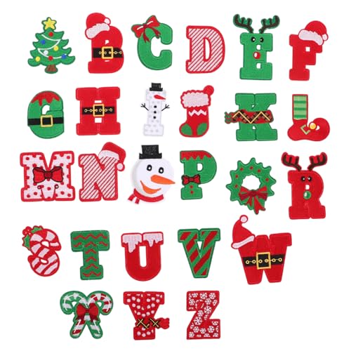 SHINEOFI 26 Stück Teiliges Weihnachtsstickerei Bügelbild Bestickte Alphabet Applikationen zum Aufbügeln Diy Aufnäher für Kleidung Jacken Hosen Taschen Einfache Reparatur Festliche SHINEOFI 26 Stück Teiliges Weihnachtsstickerei Bügelbild Bestickte Alphabet Applikationen zum Aufbügeln Diy Aufnäher für Kleidung Jacken Hosen Taschen Einfache Reparatur Festliche von SHINEOFI
