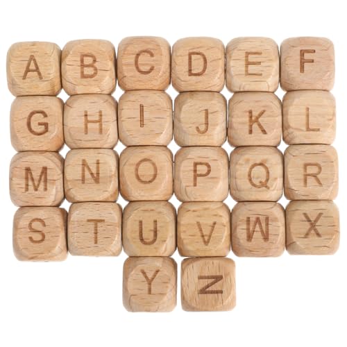 SHINEOFI 260 Stk. Teiliges Quadratische Buchstabenwürfel aus Natürlichem Buchenholz Alphabetische Holzperlen für Diy Schmuckherstellung Armbänder Halsketten Bastelprojekte und Pädagogische von SHINEOFI