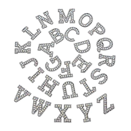 SHINEOFI 26Stücke Strass Buchstaben Patches zum Aufbügeln Glitzernde Alphabet Applikationen für DIY Kleidung Hüte und Rucksäcke Vliesstoff für Kreative Bastelprojekte von SHINEOFI
