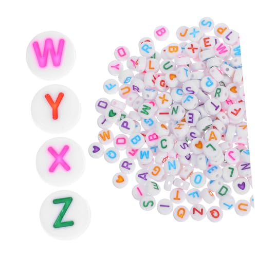 SHINEOFI 270 Stück Runde Acrylbuchstaben mit für Diy Armbänder Schlüsselanhänger und Bunte Alphabetperlen für Kreative Bastelprojekte von SHINEOFI