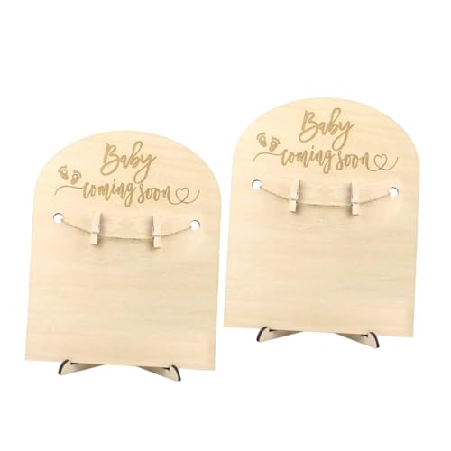 SHINEOFI 2Sätze Holzschild zur Geburtsanzeige für Teiliges Clips Personalisierbare Meilensteinkarten für Neugeborene von SHINEOFI