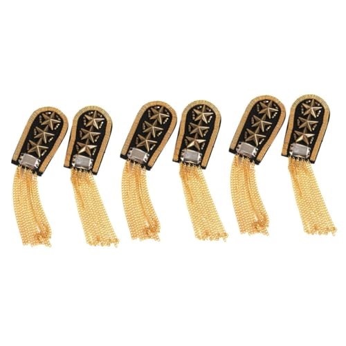 SHINEOFI 3 Paare Goldene Epaulette mit Quasten und Gliederkette Schulterbrosche für Herrenanzüge Stilvolles Militärkostüm Zubehör Uniform Dekoration für Party und Alltag SHINEOFI 3 Paare Goldene Epaulette mit Quasten und Gliederkette Schulterbrosche für Herrenanzüge Stilvolles Militärkostüm Zubehör Uniform Dekoration für Party und Alltag von SHINEOFI