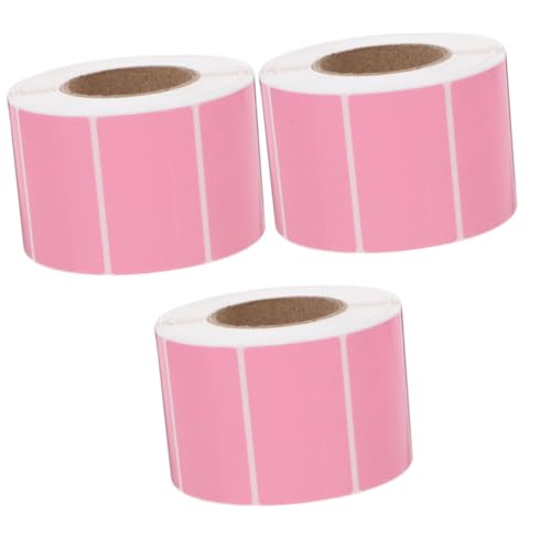 SHINEOFI 3 Rollen Farbiges Thermoetikettenpapier Aufkleber-Etiketten kleine Klebeetiketten Klebstoff leer namensaufkleber aufkleberpapier Namensetiketten Aufkleber Adressetiketten Rosa von SHINEOFI