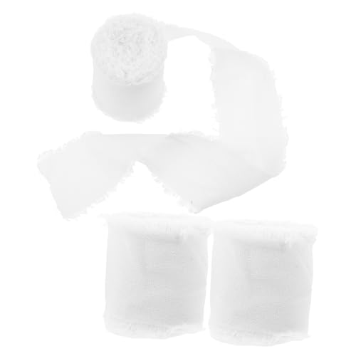 SHINEOFI 3 Rollen Fransenband Chiffonband Elegantes Geschenkband mit Feiner Fransenoptik Vielseitig für Diy Basteln Brautsträuße Partydekoration und Geschenkverpackung von SHINEOFI