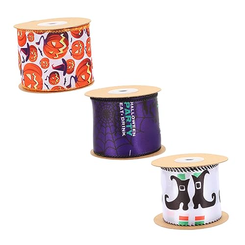 SHINEOFI 3 Rollen Halloween Dekorationsbänder Yards pro Rolle Bastel und Geschenkband mit Einzigartigen Mustern für DIY Kränze und Partydekorationen SHINEOFI 3 Rollen Halloween Dekorationsbänder Yards pro Rolle Bastel und Geschenkband mit Einzigartigen Mustern für DIY Kränze und Partydekorationen von SHINEOFI